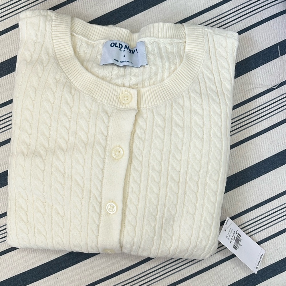 NWT old navy cream cable knit cardigan